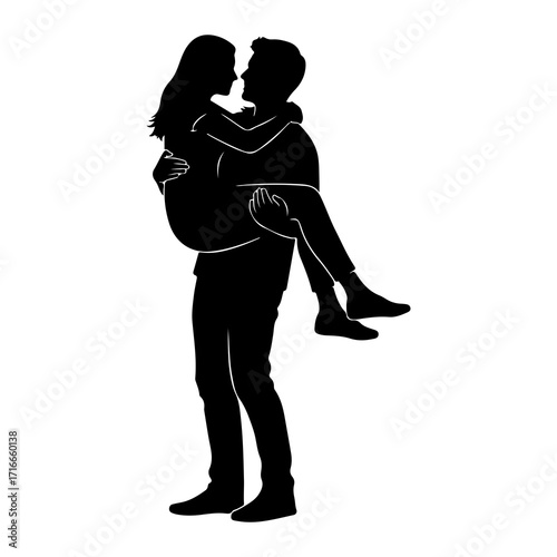 Couple embracing in silhouette embrace love