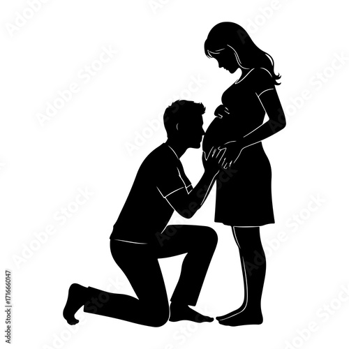 Couple embracing pregnant belly pregnant couple silhouette