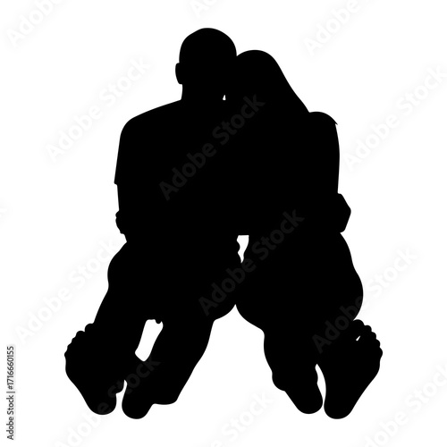 Couple embracing silhouette embrace black
