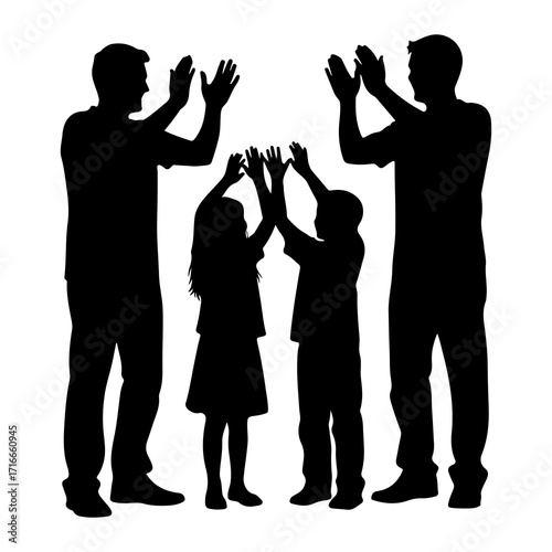 Family clapping hands together celebration high five