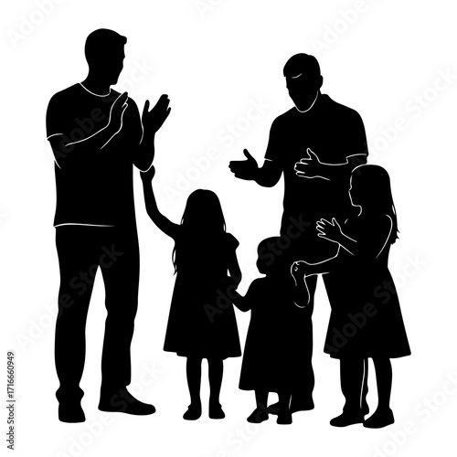 Family clapping celebration parents children