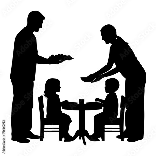 Family dining meal serving parents