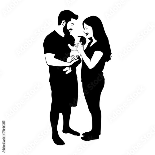 Wallpaper Mural Family holding baby black silhouette parents infant Torontodigital.ca