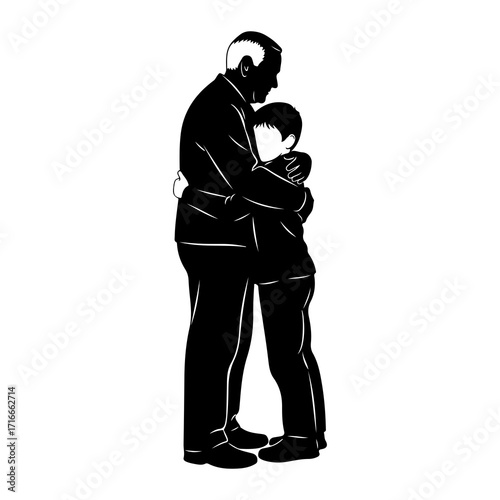 Father and son embrace family