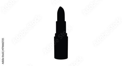 A black silhouette of a classic lipstick tube beauty product