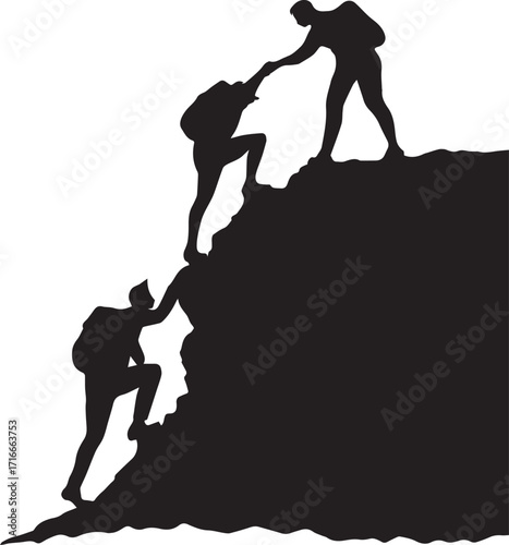 Together We Rise Silhouette of Teamwork in Motion