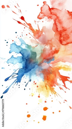 Vibrant abstract watercolor splash with red, blue, and orange hues. Saint Barthélemy: Abolition Day