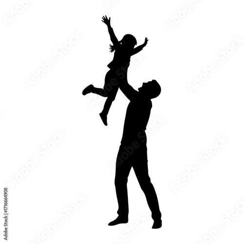 Father throws child in air throwing playing