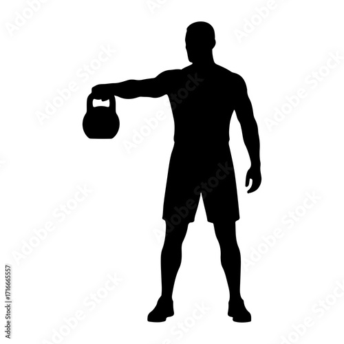 Man holding kettlebell silhouette male