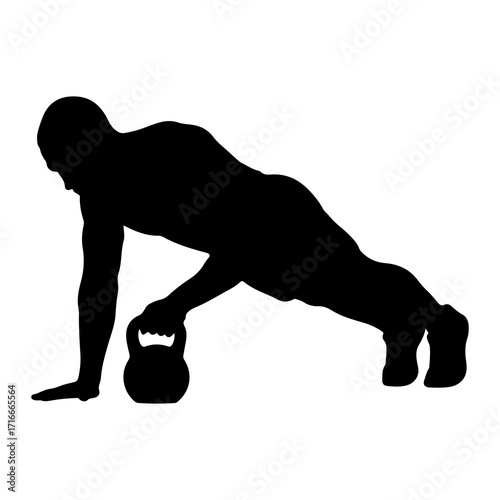 Man performing kettlebell exercise silhouette fitness