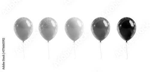 grey balloon isolated on white, png transparent
