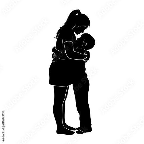Mother and child embrace love