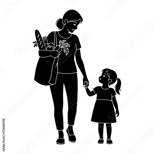 Mother daughter shopping trip groceries