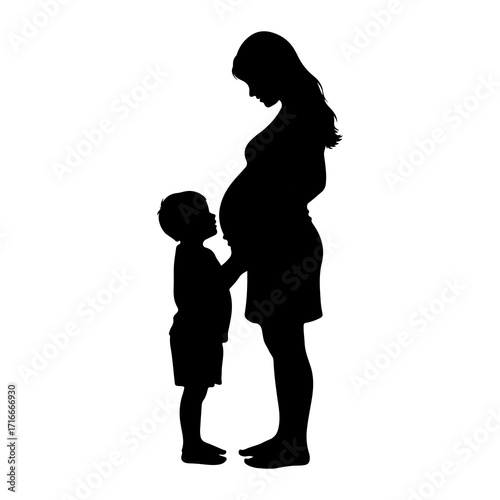 Pregnant woman and child silhouette family motherhood