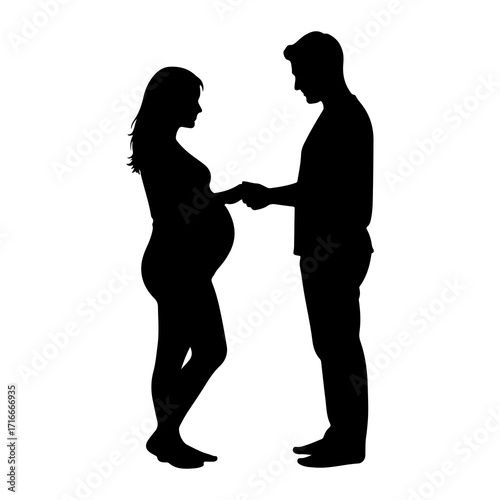 Pregnant woman and man holding hands pregnant couple