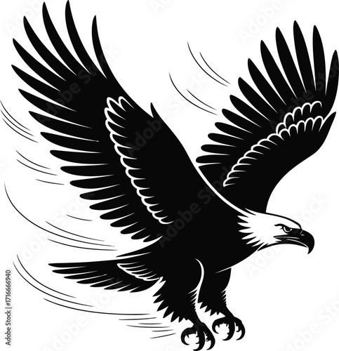 Dynamic Eagle Illustration Isolated on Transparent Background, Winged Predator Art