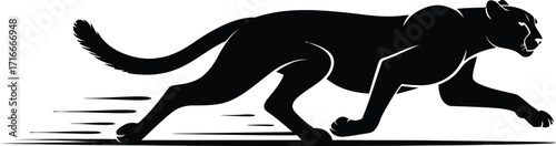Sleek Panther Illustration Isolated on Transparent Background, Feline Predator Art