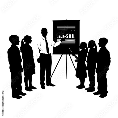 Teacher presenting to children presentation whiteboard