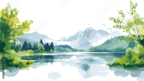 Pelister National Park. Pelister National Park watercolor vector illustration
