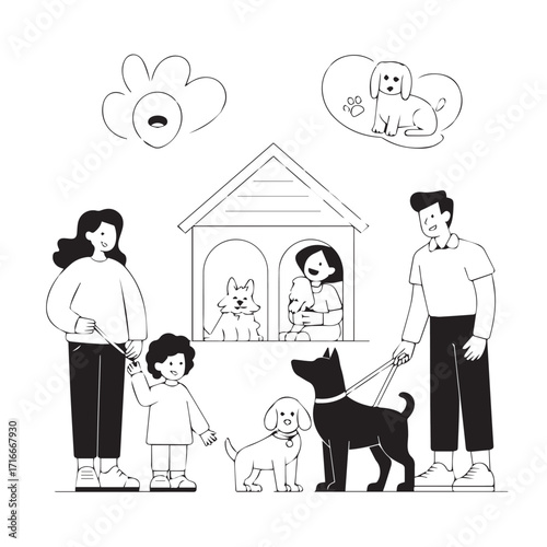 Dog adoption at an animal shelter