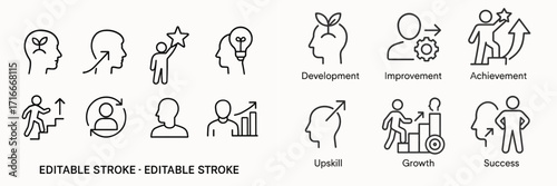 Illustrations of personal and professional development goals and achievements