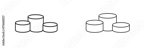 Circular shapes stacked in two arrangements showcasing simple design concepts on a clean background