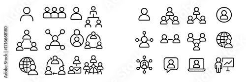 Collection of interaction and community icons for social networking and communication design