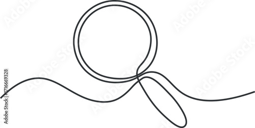 Continuous single line drawing of hand holding magnifying glass, line art vector illustration, Magnifying Glass continuous line drawing with color shapes, Magnifying Glass Continuous Line Icon