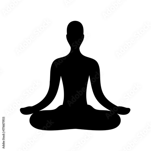 Black silhouette of person meditating and finding balance through yoga practice