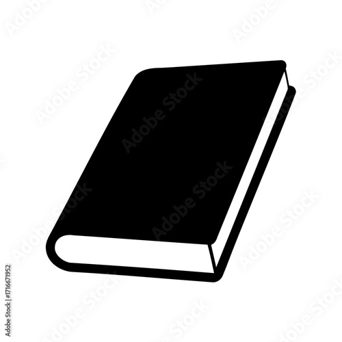 A simple stylized black book with white background and classic form factor