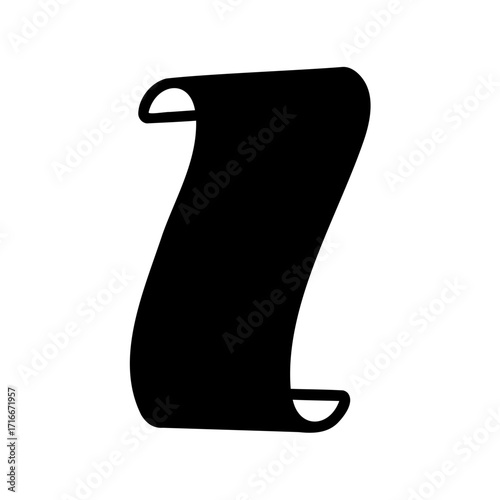 A Black Silhouette of an Old Scroll or Parchment Document Design