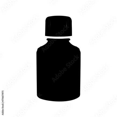 Black silhouette of an apothecary bottle, a container for pharmaceutical products