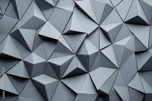 Geometric Gray Wall Design Featuring Interlocking Triangular Shapes in a Mode...