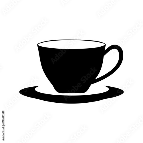 Elegant silhouette of a teacup on a saucer, a simple design element