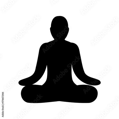 Silhouette of a person in lotus position, a symbol of meditation and peace