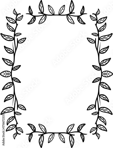 displays an ornamental frame design with twig and leaf shapes
