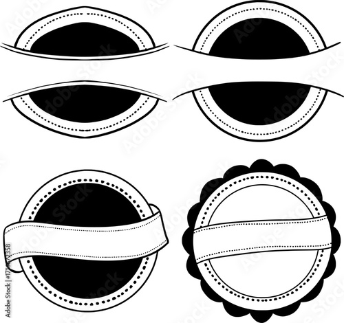 featuring four vintage round text logo design places with various shapes