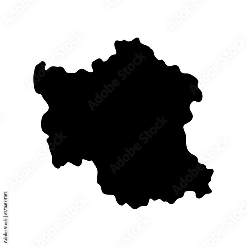 Detailed map outline showing a country or region with intricate borders