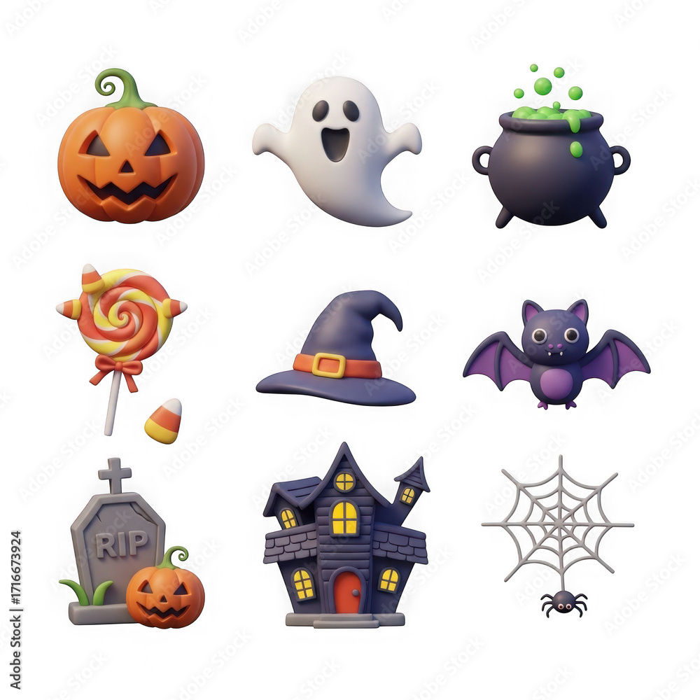 Obraz premium Spooky halloween collection isolated on transparent background isolated on transparent background