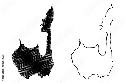 South Caicos island (Turks and Caicos Islands, Cenrtal America, Caribbean islands, British Overseas Territory) map vector illustration, scribble sketch South Caicos map