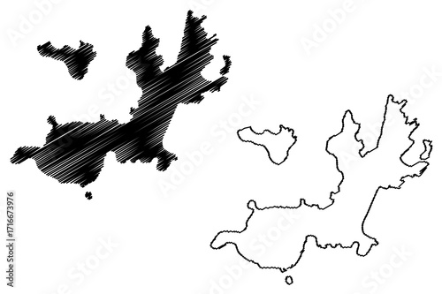 Terre-de-Haut island (Guadeloupe Overseas department and region of France, Cenrtal America, Caribbean islands) map vector illustration, scribble sketch Terre de Haut des Saintes map