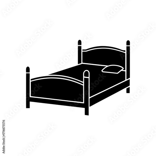 Silhouette of a wooden bed