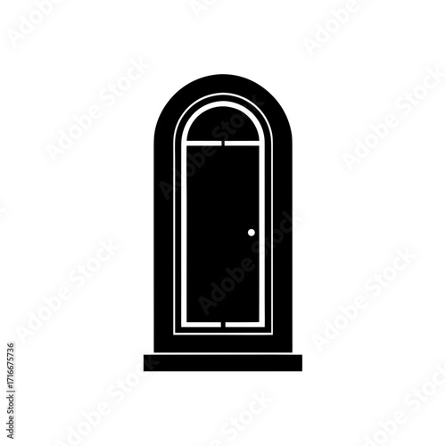 Arched doorway black and white