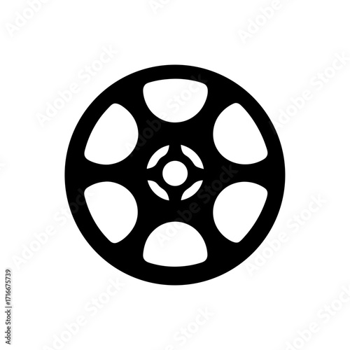 A black and white film reel