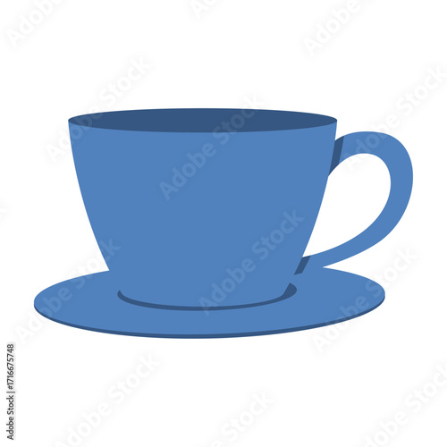 Clean Graphic of a Stylized Blue Beverage Cup with Matching Saucer Design
