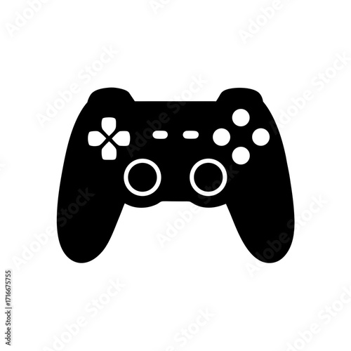 Black game controller on white