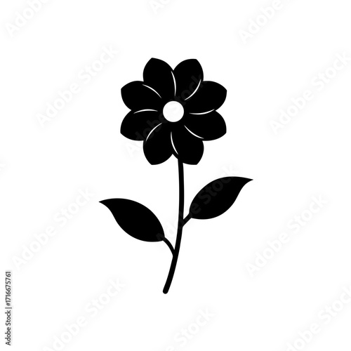 Black flower with stem leaves