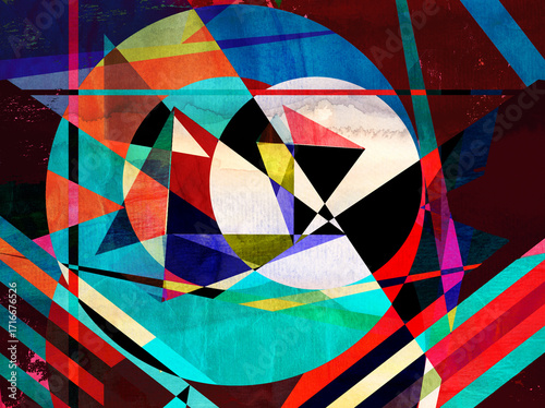 Abstract geometric watercolor retro background