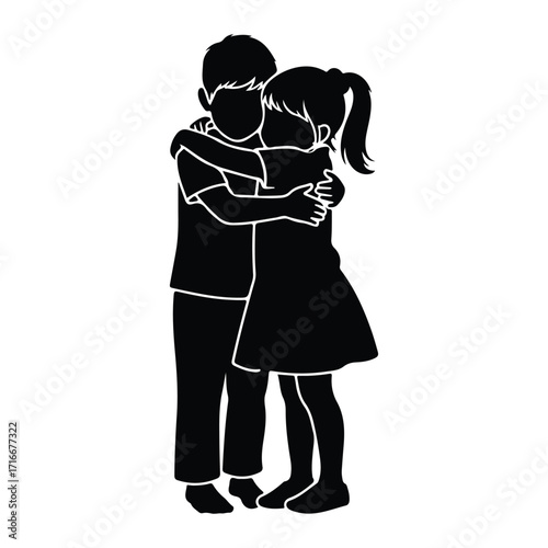 Children hugging tenderly embrace affection