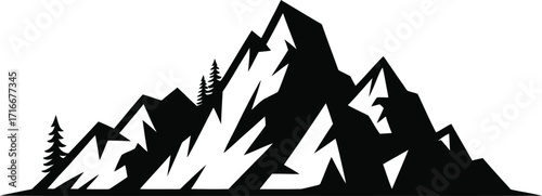 Mountain Vector Illustration Isolated on Transparent Background Landscape Art Design